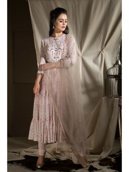 Neha Tarun - Pink Printed Anarkali with Churidar and Embroidered Dupatta (Set of 3)