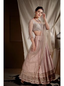 Neha Tarun - Grey Lehenga with Jacket and Blouse and Dupatta (Set of 4)