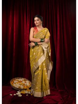 BEGUM BELIYA - Olive Grace Saree with Unstitched Blouse