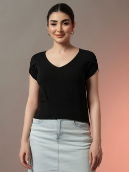 Trend Arrest - Solid Black High Low Hem Top