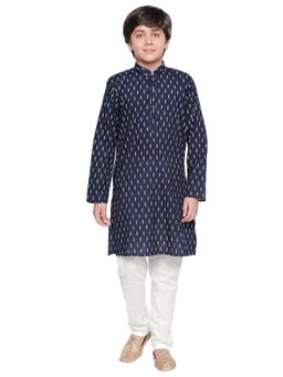 Jeetethnics - Boys Navy Blue Printed Kurta Pyjama (Set of 2)