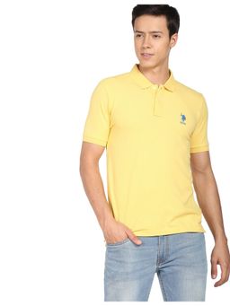 U.S. POLO ASSN. - Men Yellow Solid Polo Shirt
