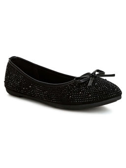 London Rag - Women Hosana Rhinestones & Stud Embellished Ballet Flats Black