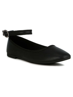 London Rag - Women Ankle Strap Detail Ballet Flats Black