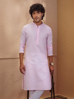 Vastramay - Pink Embroidered Cotton Regular Fit Kurta