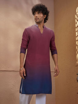 Vastramay - Rust Ombre Silk Blend Regular Fit Kurta