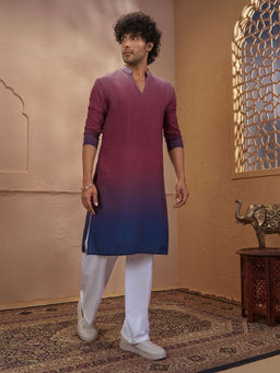 Vastramay - Rust Ombre Silk Blend Regular Fit Kurta and Pant