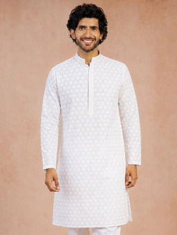Vastramay - White Stripes Cotton Regular Fit Kurta
