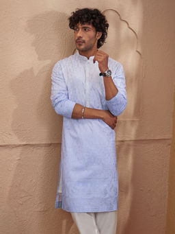 Vastramay - Aqua Ombre Silk Blend Regular Fit Kurta