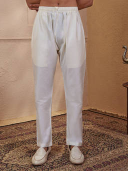 Vastramay - Cream Solid Viscose Relaxed Fit Pyjama