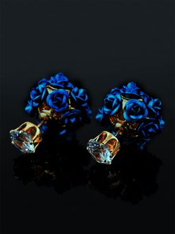 Yellow Chimes - Blue Floral Studs