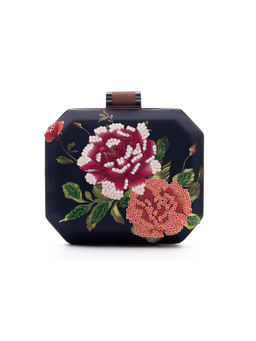 sugarcrush - Embroidered Black & Multi-Color Clutch