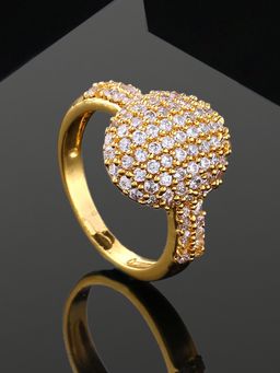 Estele - Gold Plated Cz Round Shaped Crystal Studded Finger Ring For Girls/Women