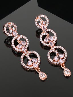 Estele - Rose Gold Plated Cz Fascinating Earrings With White Stones For Girls/Women