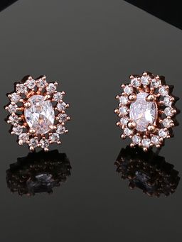 Estele - Rose Gold Plated Cz Beautiful Round Designer Stud Earrings For Girls/Women