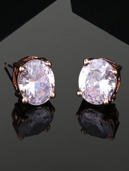 Estele - Rose Gold Plated Cz Elegant Designer Stud Earrings With White Stones For Girls/Women
