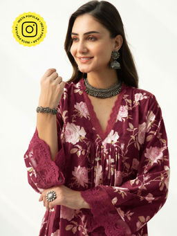 Roze - Faria Velvet Kurta