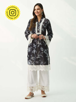 Roze - Parsia Black Velvet Kurta