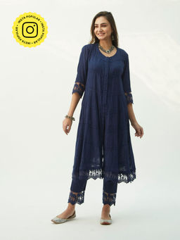 Roze - Mahjabeen Oxford Blue Kurta