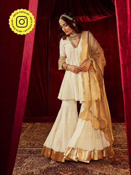 Roze - Jodha Ivory Sharara (Set of 3)