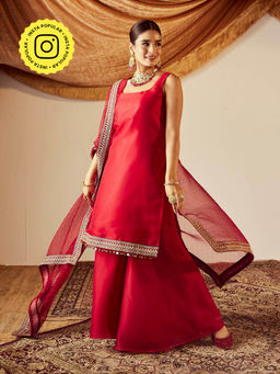Roze - Nisa Red Kurta (Set of 3)