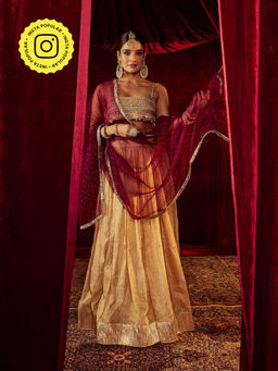 Roze - Zeenat Gold Lehenga (Set of 3)