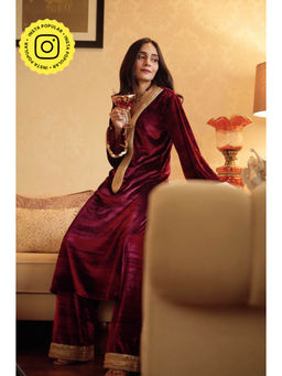 Roze - Nargis Maroon Palazzo (Set of 2)
