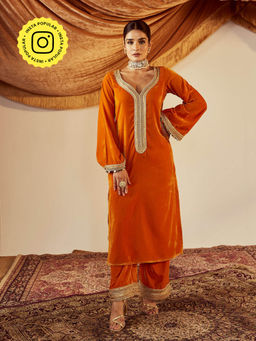 Roze - Nargis Orange Palazzo (Set of 2)