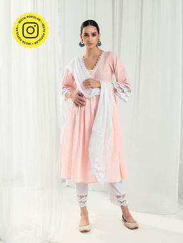 Roze - Aura Peach Kurta and Pant with Dupatta (Set of 3)