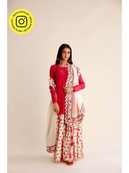 Roze - Shabnam Chanderi Red Garara (Set of 3)