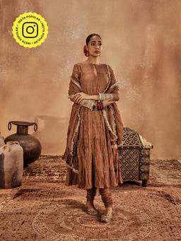 Roze - Anam Brown Anarkali with Churidar & Dupatta (Set of 3)