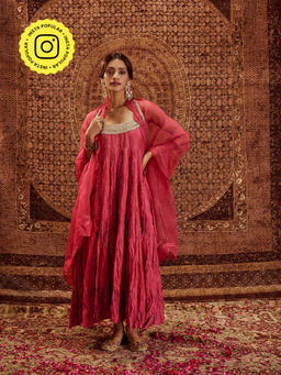 Roze - Tara Pink Anarkali with Churidar & Dupatta (Set of 3)