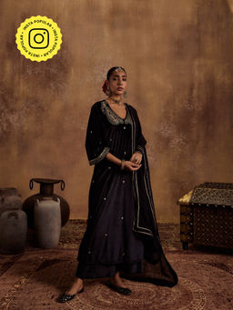 Roze - Razia Black Kurta with Pant & Dupatta (Set of 3)