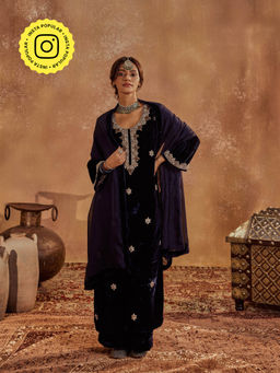 Roze - Rubina Blue Kurta with Pant & Dupatta (Set of 3)