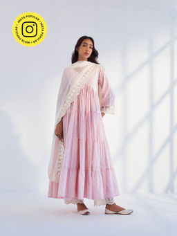 Roze - Laila Pink Anarkali Kurta with Pant & Dupatta (Set of 3)