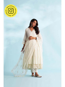 Roze - Naaz Ivory Anarkali Kurta with Pant and Dupatta (Set of 3)