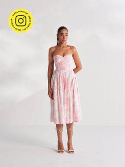 Roze - Pink Lana Floral Print Dress