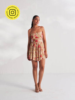 Roze - Beige Mia Floral Print Dress
