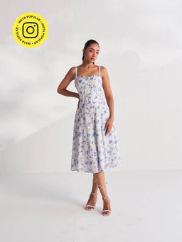 Roze - Blue Ava Floral Print Dress