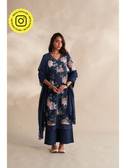 Roze - Blue Hania Lace Work Dupatta