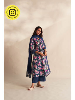 Roze - Blue Afsa Floral Print Kurta