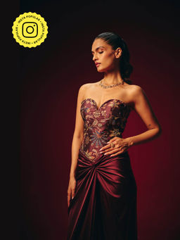 Roze - Amara Wine Embroidered Corset Top