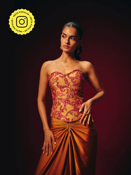 Roze - Zeba Mustard Embroidered Corset Top