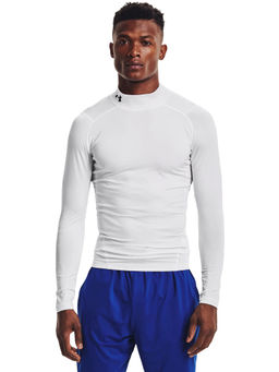 Under Armour - White Men's Heatgear Mock Full Sleeve T-Shirt