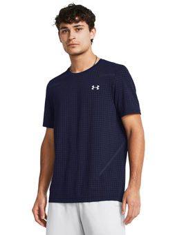Under Armour - Navy Blue Men'S Seamless Grid Short Sleeve T-Shirt