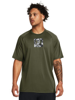 Under Armour - Olive Men'S Tech Print Fill Short Sleeve T-Shirt