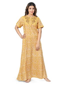 July Nightwear - Rayon Mustard Long Nighty