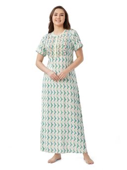 July Nightwear - Rayon Green Long Nighty