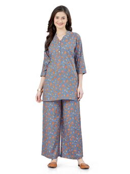 July Nightwear - Grey Rayon Kurti and Pyjama (Set of 2)