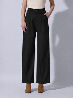 SHOWOFF - Women Black Relaxed Fit Wide Leg Pant